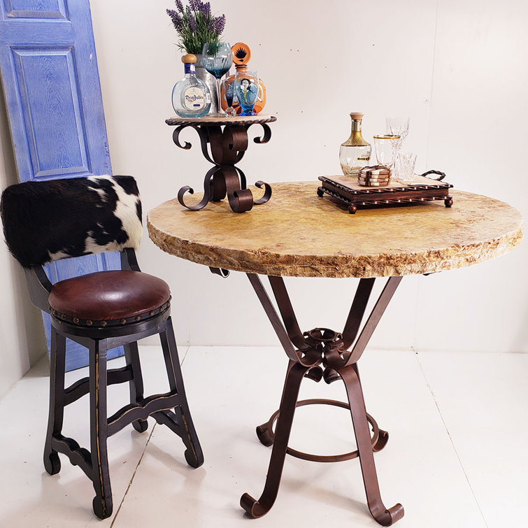 Mexports by Susana Molina Luxury Outdoor Travertine Round Bar Table Wayfair Canada